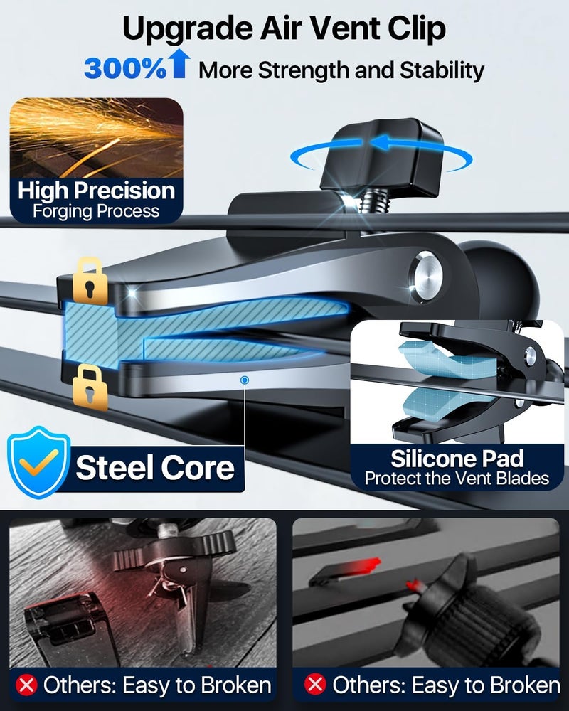 HTU 【98+LBS Strongest Suction & Military-Grade】Ultimate Car Phone Mount【Patent & Safety Certs】 Cell Phone Holder Truck Stand for Dashboard Windshield Vent for iPhone 17 Pro Max 16 15 Samsung (Dark Blue) - Image 4